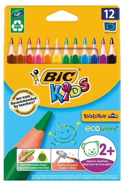 BİC KİDS EVOLUTİON ÜÇGEN JUMBO KURU BOYA (12 Lİ)