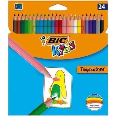 BİC KİDS TROPİCOLORS TAM BOY KURU BOYA KALEMİ (24 LÜ)